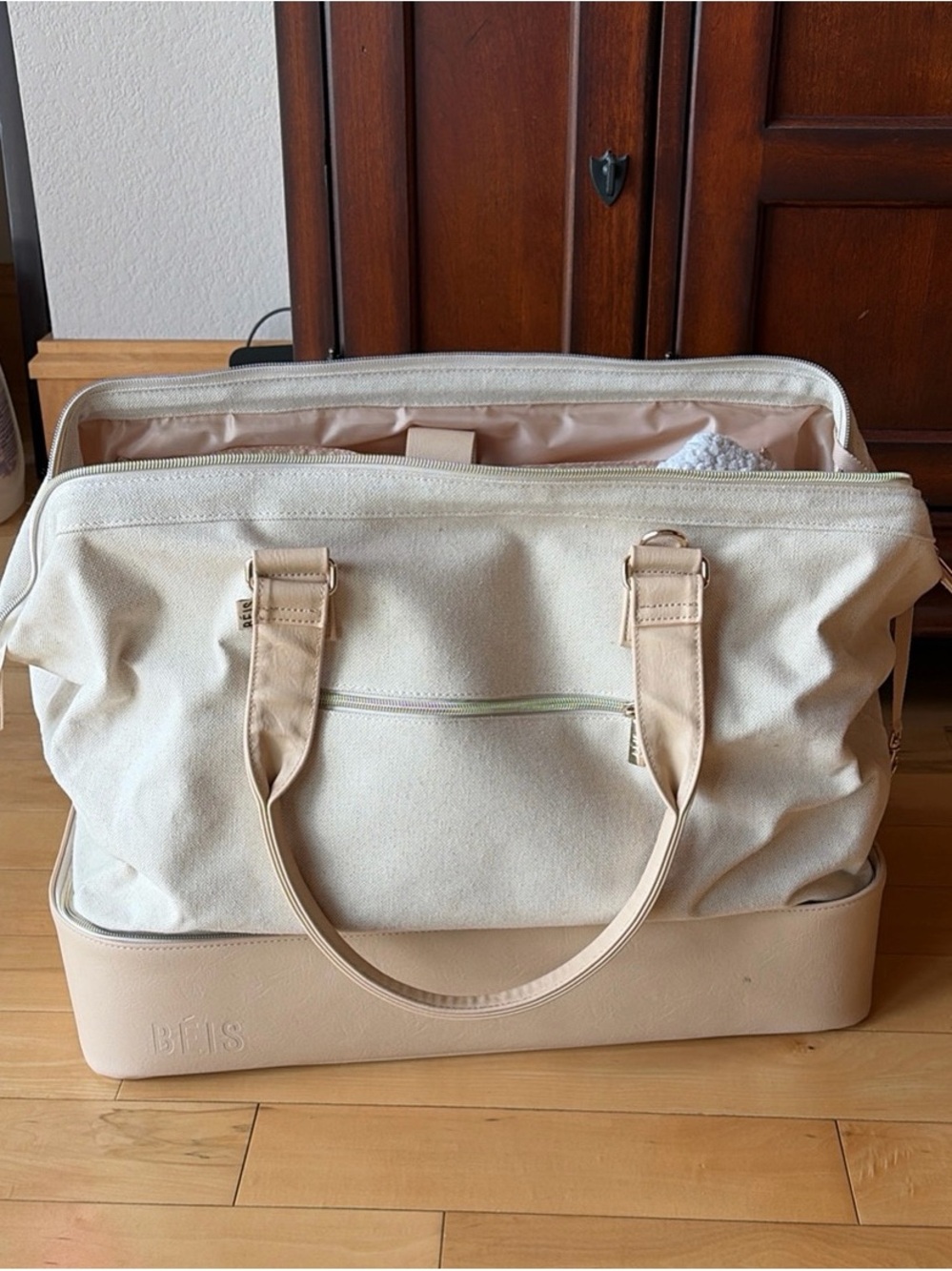 BEIS Cream Large Weekender Bag